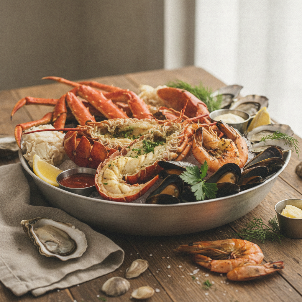 Seafood Platters Close up Centered