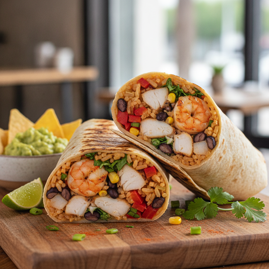 Seafood Burritos Close up centered