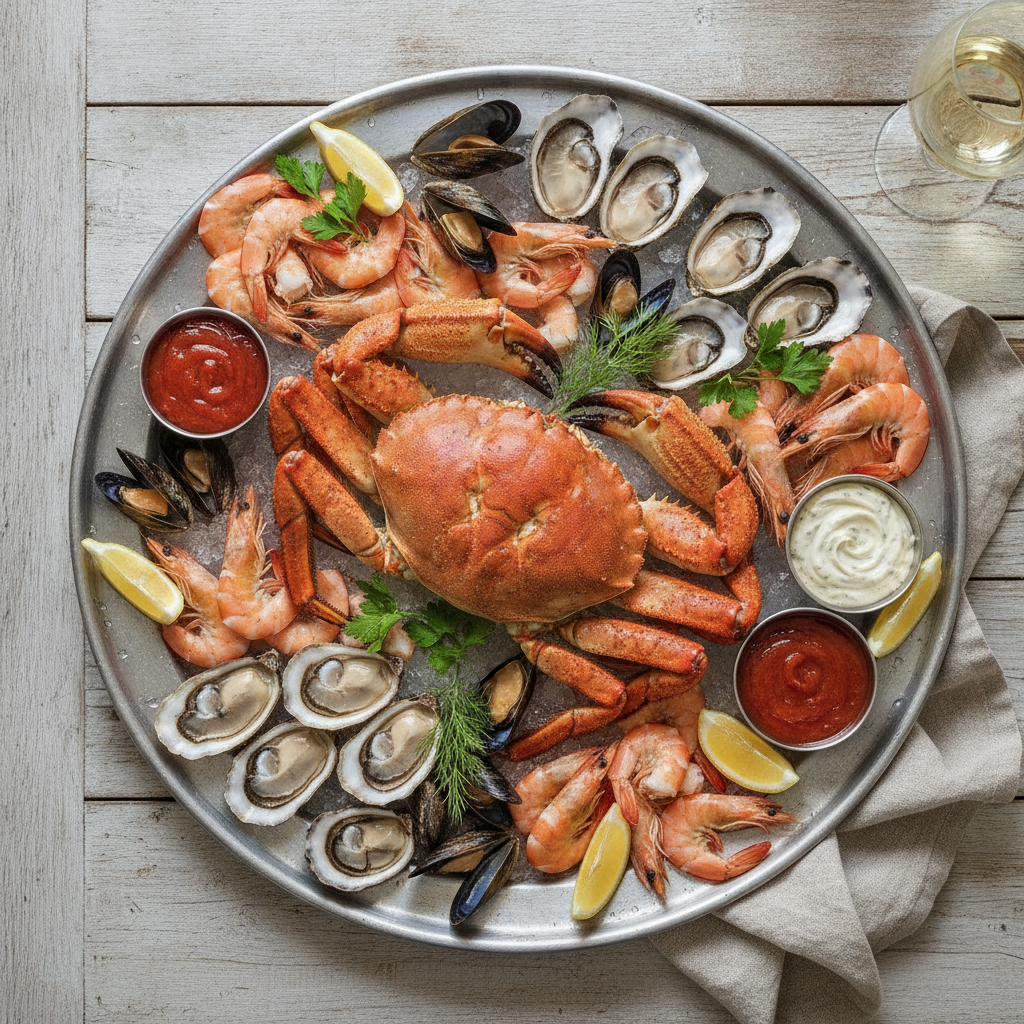 Top view Seafood Platters
